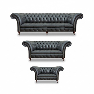 Sofagarnitur 3tlg Leder Sofas Komplett Wohnzimmer Polstermöbel Neu Chesterfield