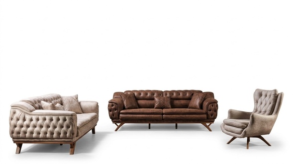 Sofagarnitur 3 3 1 Sitzer Möbel Set Design Sofas Kunstleder Chesterfield