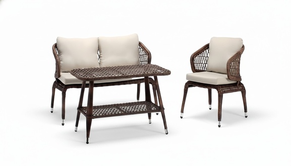 Sofagarnitur Braun Moderne Gartenmöbel Luxus Couchtisch Sofa 2 Sitzer Sessel