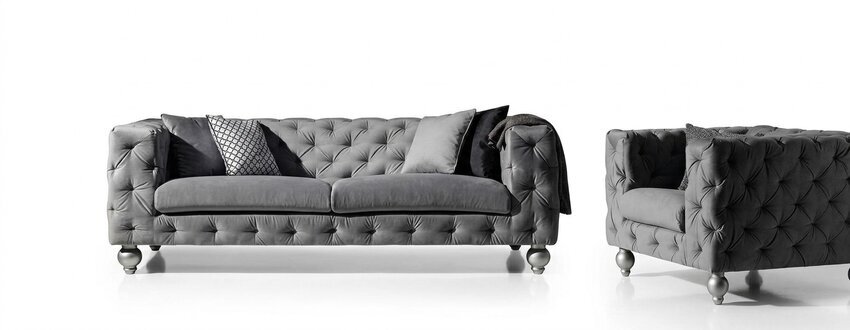 Sofagarnitur Chesterfield Set 252cm + Sessel Sofa Couch designer Dekor Sofa