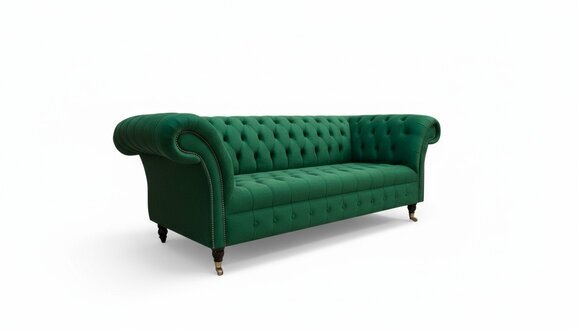 Sofagarnitur Chesterfield Sofas 3tlg. Möbel Modern Design Textil Grün Couchen