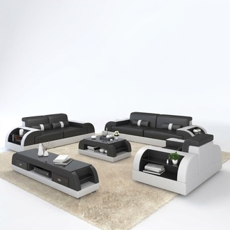 Sofagarnitur Couch Polster Sofa 3+1 Komplett Set Garnituren Design Leder 2tlg.