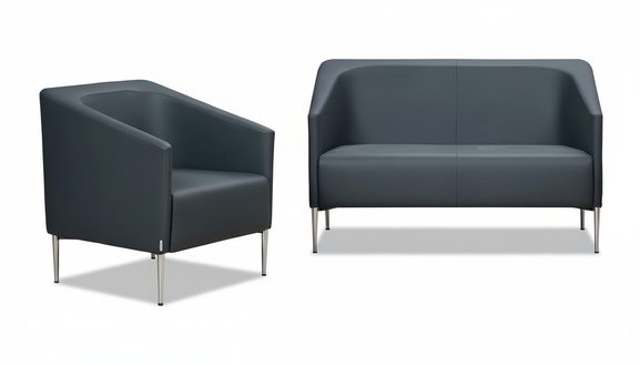 Sofagarnitur Grau Sessel Sofa Couch Polster Leder Couchen Samt Garnitur 2 Sitzer