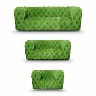 Sofagarnitur Grün Luxus Chesterfield 3tlg Wohnzimmer Modern Sitzmöbel Sofas
