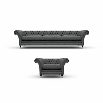 Sofagarnitur Komplett 2tlg Sofa Dreisitze Couch Luxus Sessel Chesterfield