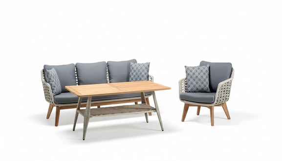 Sofagarnitur Rattanmöbel Gartenmöbel Terrasse Set Lounge Balkon Outdoor 3tlg.