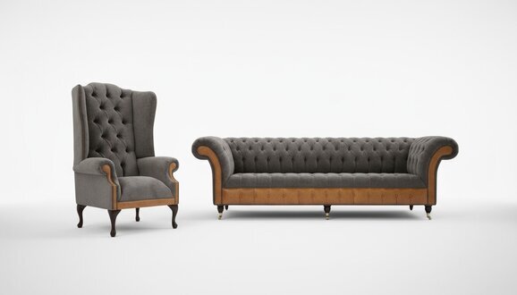 Sofagarnitur Set 4 Sitzer + 1 Sitzer Ohrensessel Couch Polster Sitz