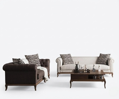 Sofagarnitur Sitzmöbel 2x Sofas 3 Sitzer Couchtisch Wohnzimmer Set 3tlg