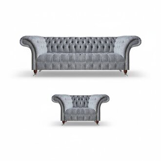 Sofagarnitur Sofa Dreisitze Couch Wohnzimmer Sessel Chesterfield Modern Design