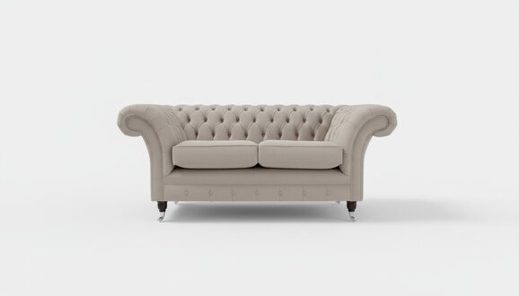 Sofas 2 Sitzer Couch Polster Sofa Stoff Chesterfield Couchen Garnitur Beige Neu