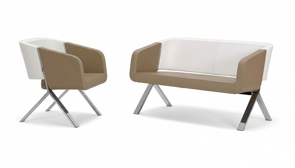 Sofas Design Textil Modern Sofa 2 Sitzer Beige Hochwertig Sessel Polster