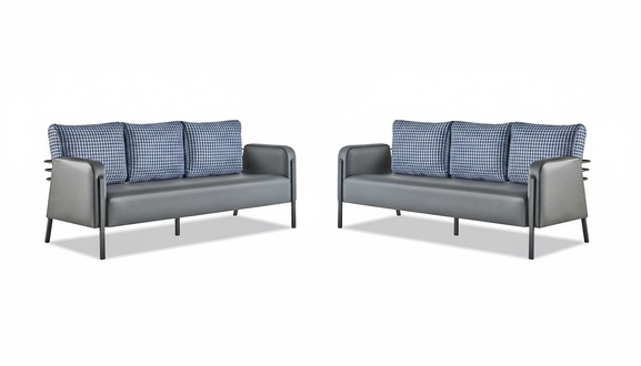 Sofas Grau Blau Sofas Kissen Sofa-Set Kissen 3-Sitzer Modern Polster