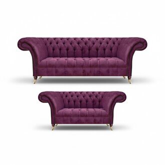 Sofas Komplett 2x Couchen Wohnzimmer Polstermöbel Sofagarnitur Chesterfield