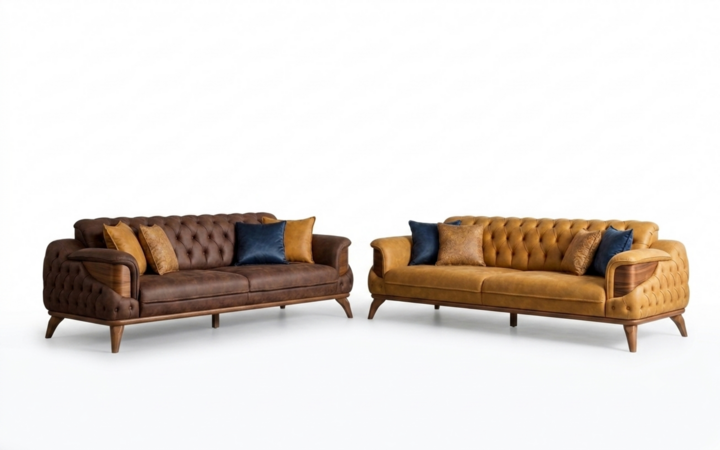 Chesterfield Sitzgruppe Luxus Couchgarnitur Set Dreisitzer Sofort
