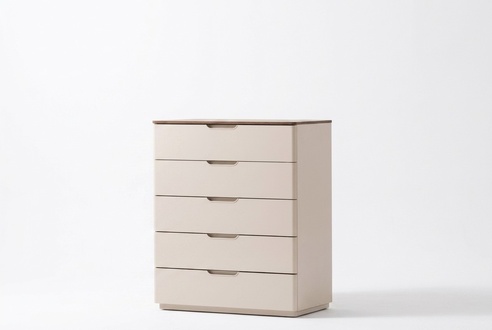 Stilvolle Beige Kommode Holz Schlafzimmer Möbel 5 Schubladen Designer