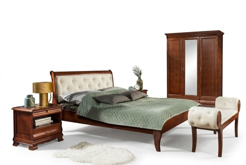 Stilvoller Bett Chesterfield 2x Nachttische Möbel Kleiderschrank Schlafzimmer