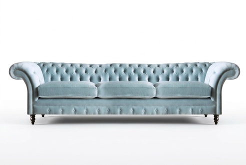Stilvoller Chesterfield Dreisitzer Stoffsofas Designer Polster Couchen