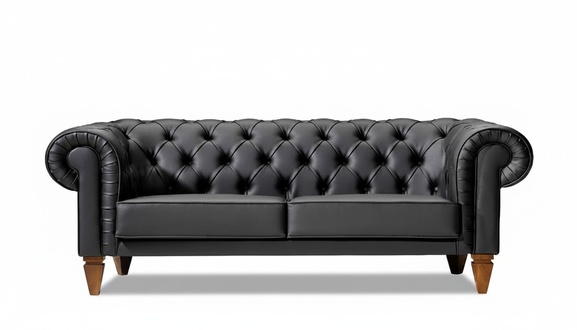 Stilvoller Chesterfield Schwarzer Dreisitzer Moderne Edle Polster Möbel