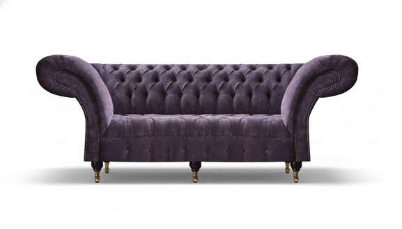 Stilvoller Lila Chesterfield Dreisitzer Wohnzimmer Polstercouchen Möbel