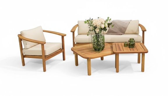 Stilvoller Set Gartenmöbel Sofa 3 Sitzer Komplett Sessel Designer Couchtische