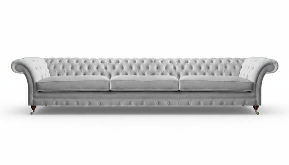 Stilvoller Weißer Chesterfield Dreisitzer Designer Möbel Textilcouchen