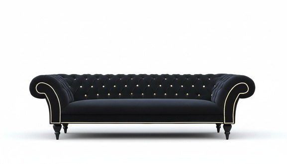 Stoff Design Couch Polster Textil Modern Sofa Chesterfield 3 Sitzer Schwarz