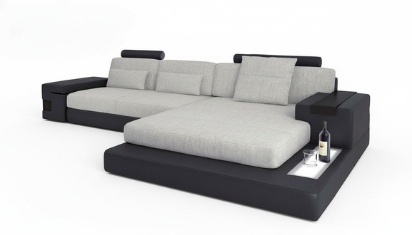 Stoff L-Form Couch Wohnzimmer Ecksofa moderne Design Textil großes Sofa Modern