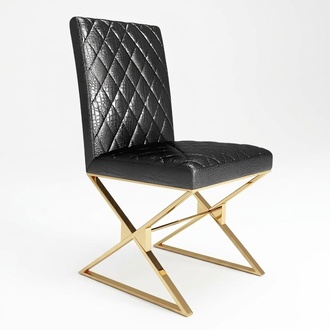 Stuhl 1x Ess Zimmer Club Stühle Polsterstuhl Sessel Metall Lounge Designer
