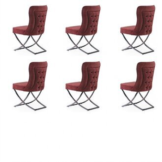 EssZimmer 6 Stühle Edelstahl Design Möbel Polsterstuhl italienischer Stil