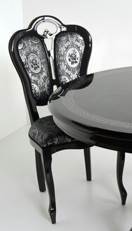Stuhl Schwarz Silber Design Wohnzimmer Esszimmer Holz Stühle Polster