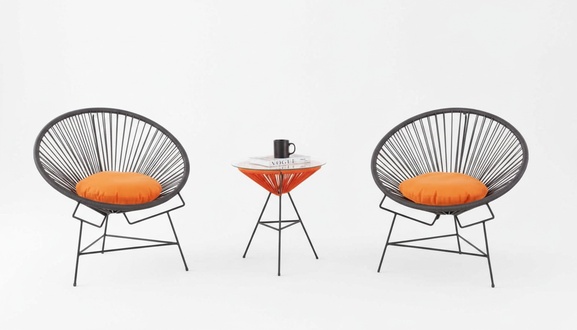 Stuhl Set Garnitur 2x Sessel Tisch Stühle Polster Gartenmöbel Terrasse