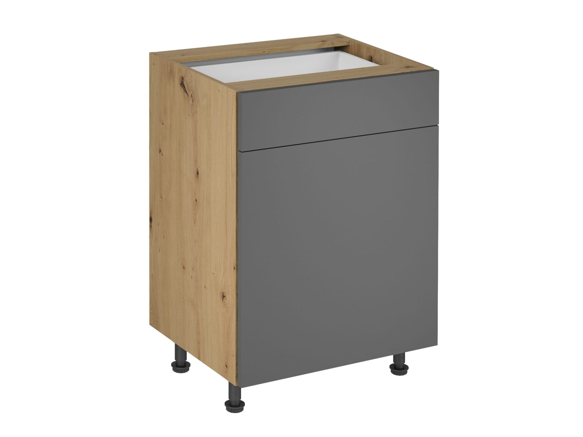 MODERNER KÜCHENUNTERSCHRANK MIT ZWEI ABLAGEFÄCHERN IN GRAU FÜR KÜCHEN D60S1 (P/L)