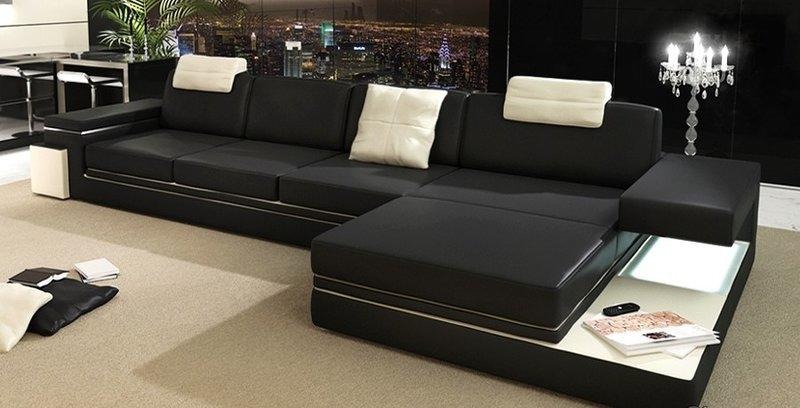 Design Ledersofa Sofa Couch Polster Wohnlandschaft Eck Dekor Garnitur Ecke