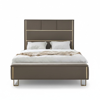 Taupe Polster Betten Doppelbett Holz Schlafzimmer Möbel Hotel Polster 180x200