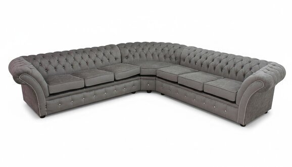 Textil Chesterfield Graue Polster Eck Sofa Garnitur Couchen Sitz Stoff