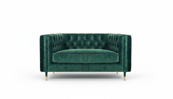 Textil Sofa Couch Zweisitzer Grün Design Möbel Modern Polstermöbel Chesterfield