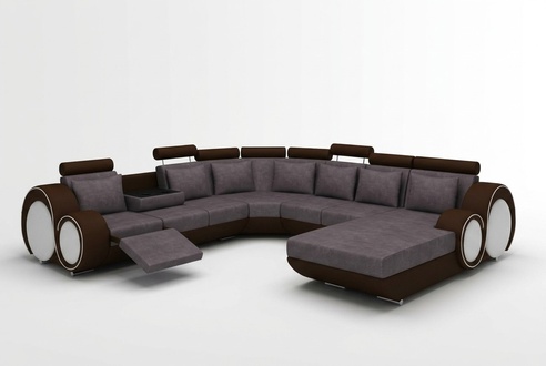 Textil Sofa mit USB XXL Wohnlandschaft Stoff Couch Big Polster Sofa U Form Neu
