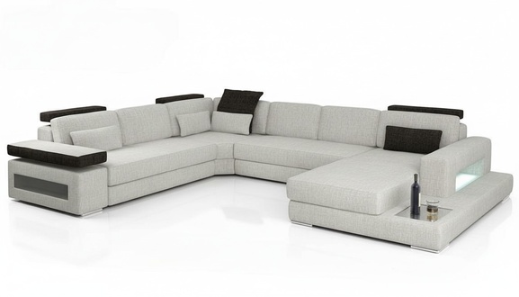Textilsofa Couch Wohnlandschaft U-Form Design Modern Sofa Eck Sofas Design