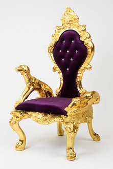 Thron Sessel Stühle Königlicher Polster Chesterfield Samt 1 Sitzer Antik Stil