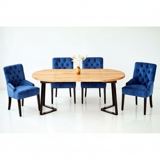 Tisch + 6x Chesterfield Stuhl Gruppe Stühle Polster Garnitur Lehn Holz