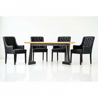 Tisch + 6 Chesterfield Stühle Esszimmer Gruppe Stuhl Garnitur Polster