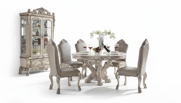 Tisch Set Garnitur Esstisch 6 Stühle Luxus Stil Möbel 8tlg Stuhl Gruppe Vitrine