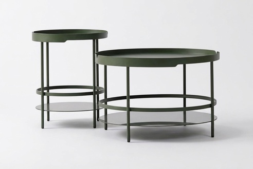 Tisch-Set Mitteltisch & Beistelltisch aus Holzfurnier Satztisch Tische