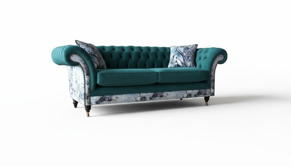Turkis Design Sofa 3 Sessel Chesterfield Couch Polster Luxus Klassische Textil