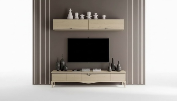 tv Ständer Wandregal Holztisch Wandregal Beige Klassisch Design Neu