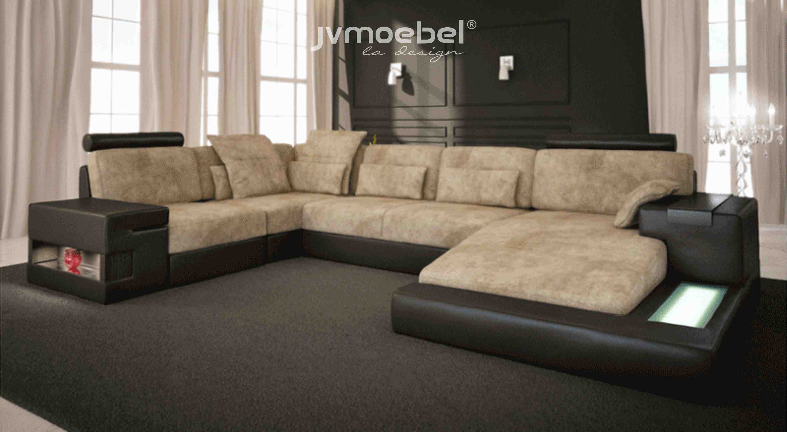 Ecksofa Big Wohnlandschaft Couch Sofa Polster Sitz Leder U Form Wohnzimmer Neu