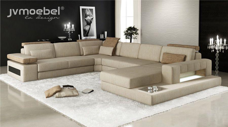 Wohnlandschaft U Form Ecksofa Sofa Couch Polster Ecke Wunderschöne XXL Stoff