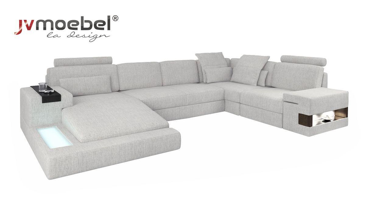 Ecksofa Wohnlandschaft Sofa Couch U Form Polster Couchen Textil Design Möbel Neu