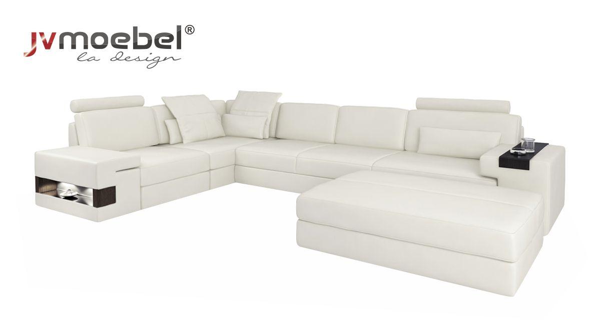 Designer Sofa Polster Couch Ecksofa mit Hocker Garnitur Wohnlandschaft L-Form