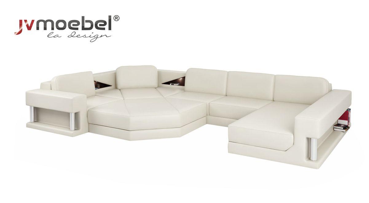 Ecksofa U-Form Couch Wohnlandschaft Sofa Couch Modern Design Sofa Textil Leder